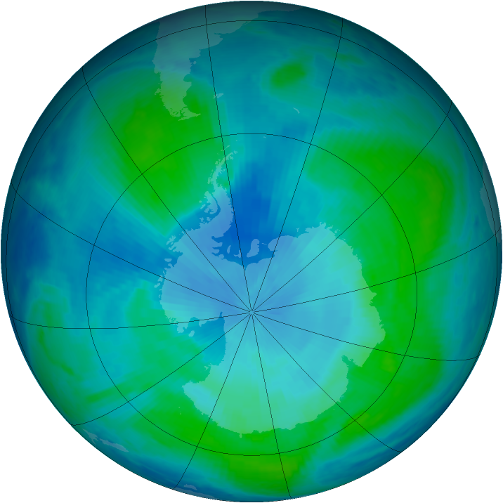 Antarctic ozone map for 04 February 2000